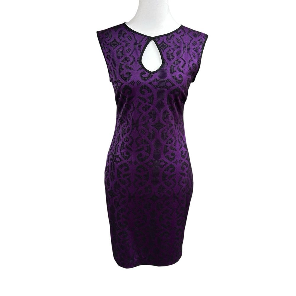 NEW Cache Y2K Witchy Whimsigoth Keyhole Bodycon Mini Dress Sz 8 Petite Purple
